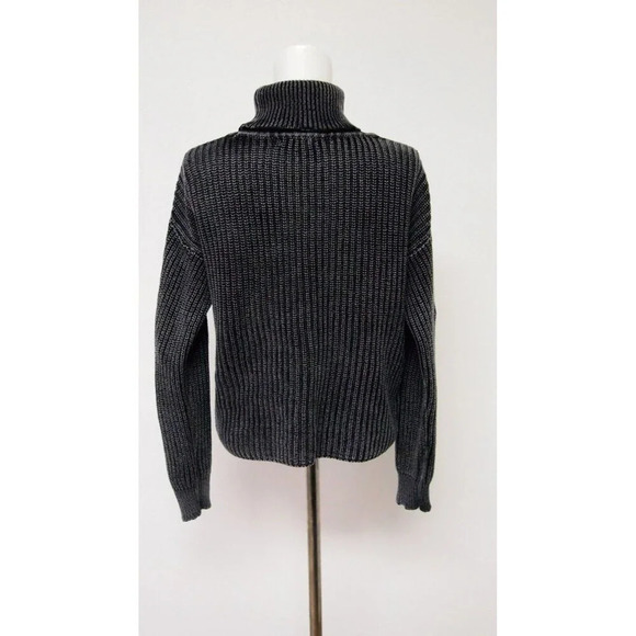 Ten Sixty Sherman Sweater Crop Turtleneck Pull over Casual Distressed Black SZ S - Picture 4 of 14